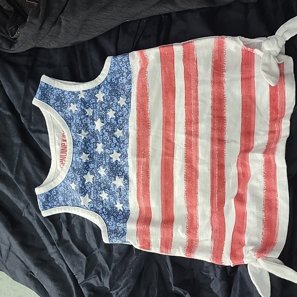 Girls' Genuine Kids from Osh Kosh American Flag Tank with Side Tie-Knots 5T